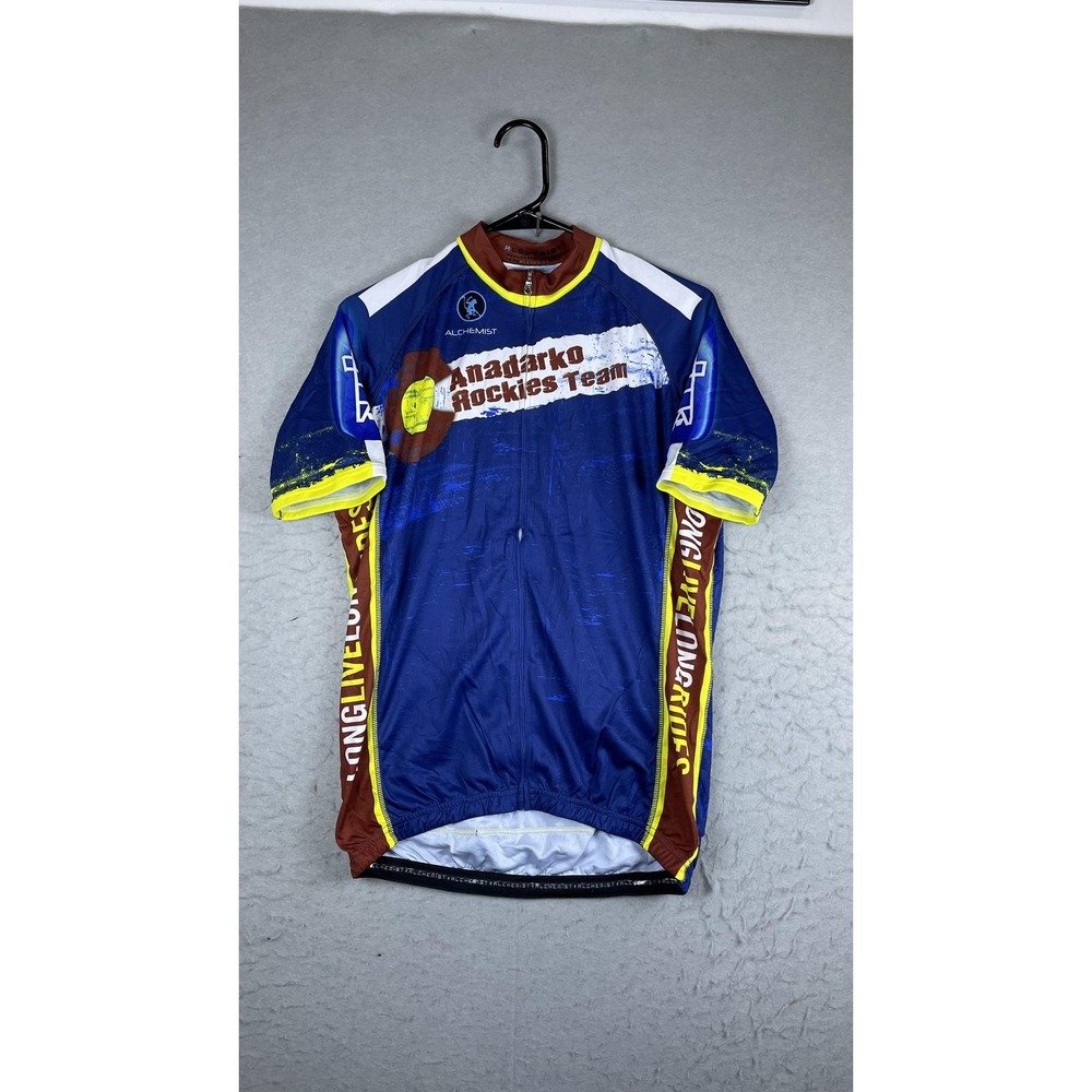 Alchemist Cycling Jersey Mens Medium Blue Anadarko‎ Rockies Colorado Full Zip